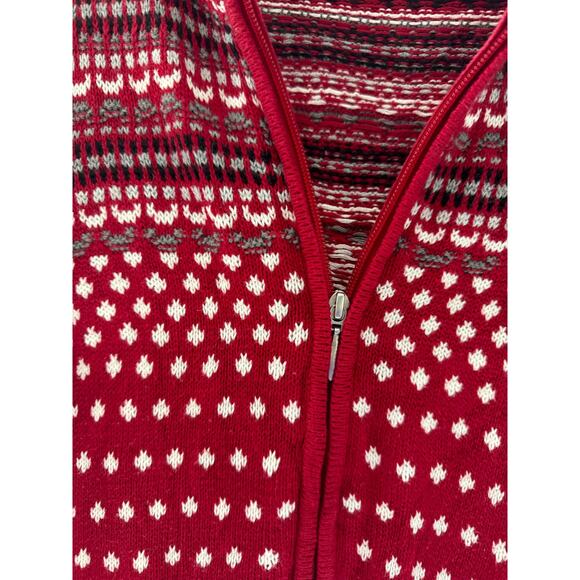 Vintage Christopher & Banks Christmas Holiday Cardigan Size Large Red White - Picture 3 of 6